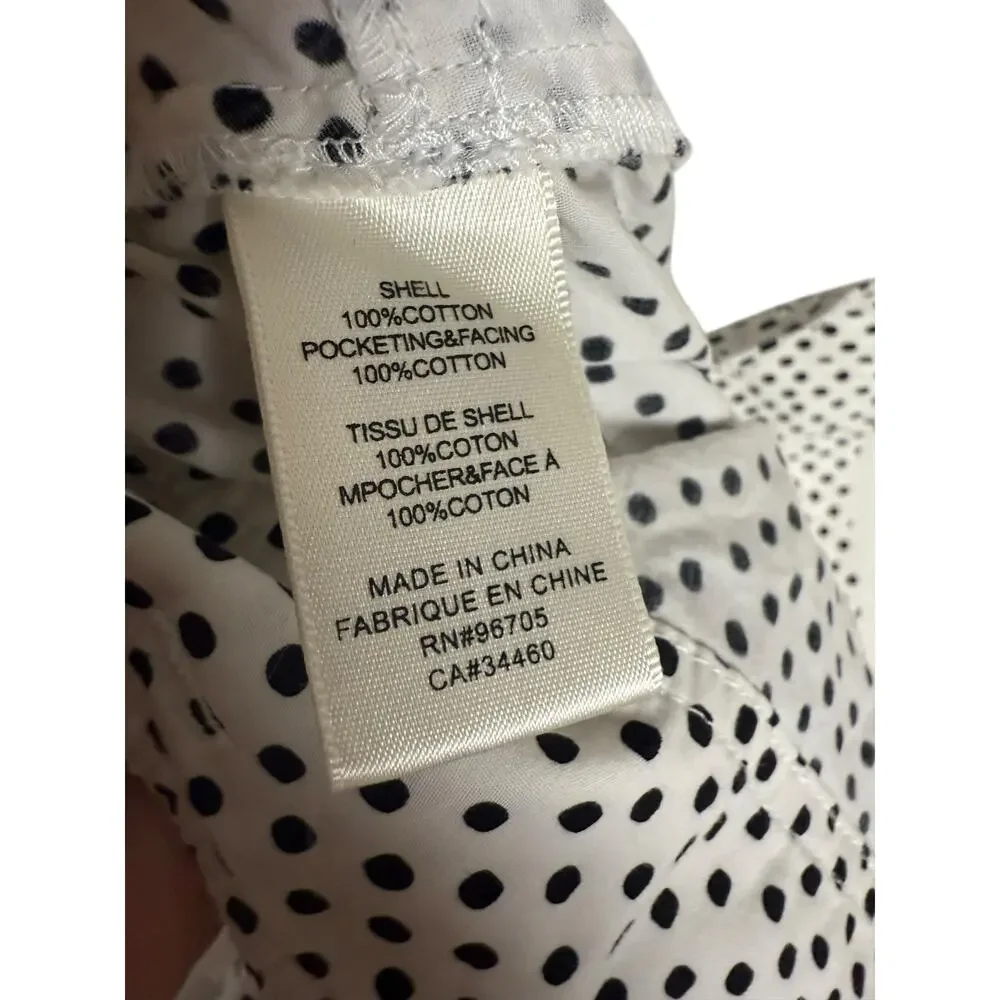 La Vie Rebecca Taylor Corinne White Black Polka Dot High Rise Tie Waist Shorts L